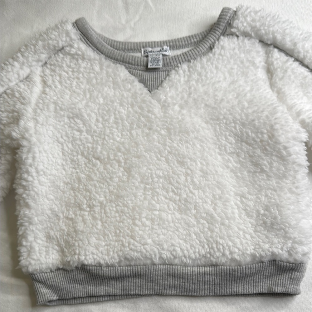 Love Tree White and Gray Fuzzy Sweater